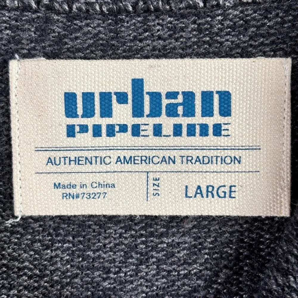 Urban Pipeline Mens Large Gray Fair Isle Geometric Quarter Zip‎ Pullover Sweater